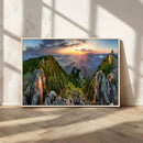 Mountain Sunset Panoramic Wall Art Canvas Print – Framed