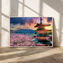 Mount Fuji Cherry Blossom Wall Art Canvas Print – Framed