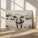 Texas Longhorn Wall Art Canvas Print – Framed Speckled Bull