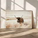 Texas Longhorn Wall Art Canvas Print – Framed Brown Horned