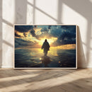 Jesus Walks Wall Art Canvas Print – Framed Divine Sunset by MyGreatCanvas | Canvas Wall Art Prints | Photo Prints & Wall Decor