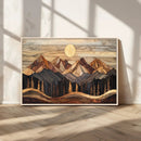 Wood Mountain Wall Art Canvas Print – Framed Boho Abstract