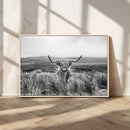 Monochrome Highland Cow Wall Art Canvas Print – Framed by MyGreatCanvas | Canvas Wall Art Prints | Photo Prints & Wall Decor