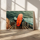 Surfer Stairway Wall Art – Framed Ocean Surf Canvas Artwork, by MyGreatCanvas | Canvas Wall Art Prints | Photo Prints & Wall Decor