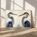 Blue Heron Pair Wall Art Canvas Print – Framed Coastal Bird