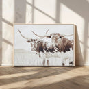 Longhorn Wall Art Canvas Print – Framed Western Cow Rustic