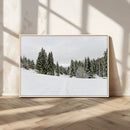 Frosty Pines Wall Art Canvas Print – Framed Silent Snowfall