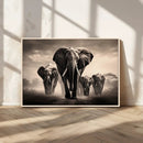 Elephant Family Wall Art Canvas Print, Framed Elephant Wall
