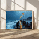 Stormy Night Pier Wall Art Canvas Print, Moody Ocean by MyGreatCanvas | Canvas Wall Art Prints | Photo Prints & Wall Decor