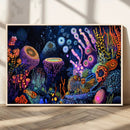 Vibrant Neon Coral Reef Wall Art Canvas Print, Colorful by MyGreatCanvas | Canvas Wall Art Prints | Photo Prints & Wall Decor