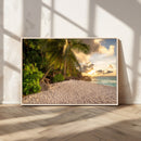 Tropical beach sunset, palm trees, white sand, ocean waves, by MyGreatCanvas | Canvas Wall Art Prints | Photo Prints & Wall Decor