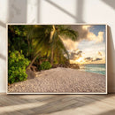 Tropical Beach Sunset Palm Trees White Sand Ocean Waves by MyGreatCanvas | Canvas Wall Art Prints | Photo Prints & Wall Decor