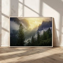 Misty Mountain Valley Wall Art Canvas Print, Golden Sunrise by MyGreatCanvas | Canvas Wall Art Prints | Photo Prints & Wall Decor