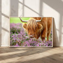 Highland Cow Wall Art Canvas Print – Framed Purple Flowers by MyGreatCanvas | Canvas Wall Art Prints | Photo Prints & Wall Decor