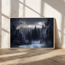 Night Landscape and Trees Wall Art Canvas Print