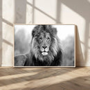 Black and White Lion Canvas Wall Art – Animal Print Artwork