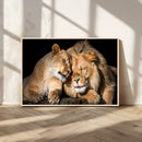 Lion and Lioness Wall Art Canvas Print – Framed African