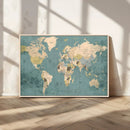 Classic World Map Canvas Print – Framed Vintage Map Wall