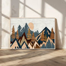 Abstract Wood Panel Effect Mountain Range Top Wall Art