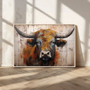 Scottish Highland Cow Cattle Art Print on Wood Style by MyGreatCanvas | Canvas Wall Art Prints | Photo Prints & Wall Decor