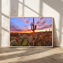 Arizona Desert Wall Art Canvas Print - Framed Deser Sunset