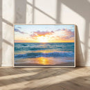 Golden Sunset Over Ocean Waves - Serene Coastal Triptych