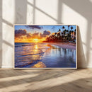 Serene Beach Sunset Wall Art Canvas- Coastal Seascape Print