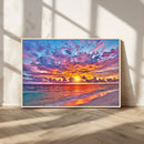 Vibrant Sunset Beach Wall Art - Ocean Sunset Canvas Print |