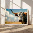 Longhorn in the Prairie - Stunning Ranch-Style Triptych Wall