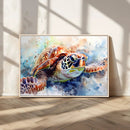 Watercolor Sea Turtle Wall Art Canvas Print - Vibrant Ocean
