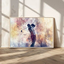 Abstract Watercolor Golf Player Wall Art Canvas Print