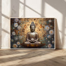 Golden Buddha Wall Art Canvas Print | Zen Meditation Floral