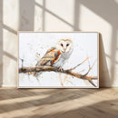 Barn Owl Wall Art on Branch | Stunning Canvas Print for