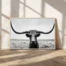 Longhorn Bull Canvas Print | Rustic Farmhouse Wall Art |
