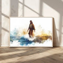 Watercolor Jesus Walking Wall Art Print, Jesus Water Canvas