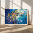 Colorful Swirling Fish School Wall Art Canvas Print |