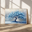Abstract Blue Tree Art Canvas Print, Majestic Tree Wall Art