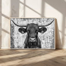 Abstract Longhorn Bull Wall Art Canvas Print - Rustic Texas