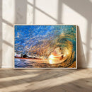 Ocean Wave at Sunset Canvas Wall Art – Vibrant Coastal Beach