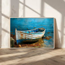 Vintage Boat on Tranquil Waters | Coastal Wall Art for