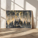 Golden Forest Abstract Wall Art | Dark Forest with Gold