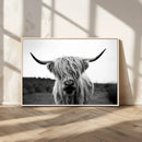 Highland Cow Wall Art | Black and White Farmhouse Decor |