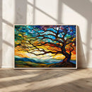 Vibrant Mosaic Tree of Life Wall Art | Stained Glass Style