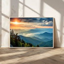 Sunrise Over Mountain Range Wall Art Canvas Print, Farmhouse