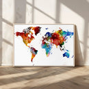 Colorful World Map Canvas Wall Art Print, Contemporary
