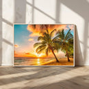 Tropical Sunset Beach Canvas Wall Art Print – Vibrant Palm by MyGreatCanvas | Canvas Wall Art Prints | Photo Prints & Wall Decor