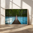 Suspension Bridge Over River Canvas Art | 3-Panel Nature by MyGreatCanvas | Canvas Wall Art Prints | Photo Prints & Wall Decor