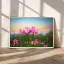 Pink Flower on the Mountain Canvas Print, Framed Pink Flower