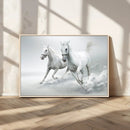 Large Wall Art Canvas Print – Beautiful Running White Horses