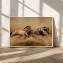 Large Wall Art Canvas Print – Two Running Brown Horses